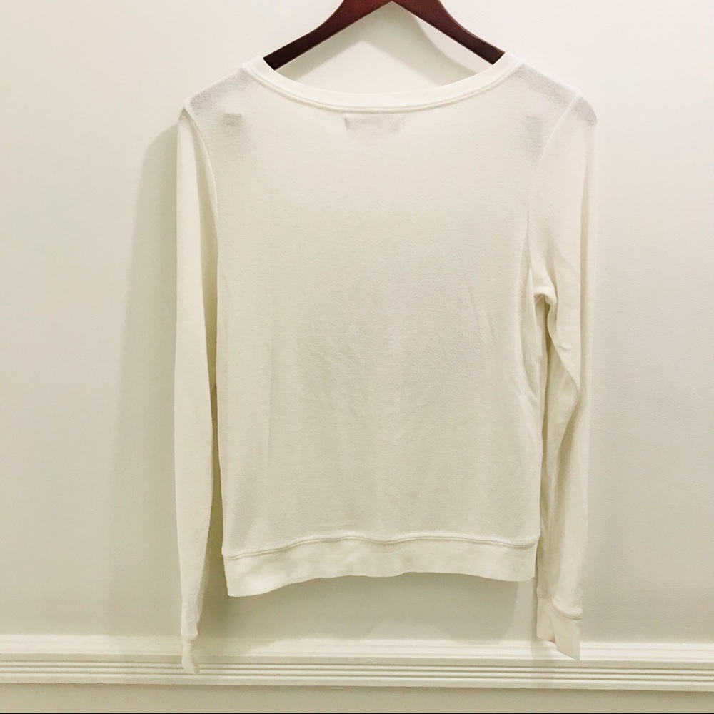 Spiritual Gangster Love More Long Sleeve Top XS white brown script sweatshirt - Picture 2 of 8